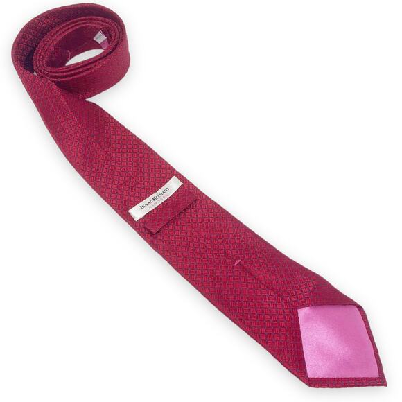 00s ISAAC MIZRAHI Vintage Silk Red Geometric Print Abstract Pointed Tie - Picture 2 of 7